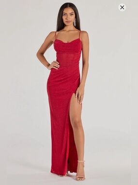 Red glittery formal dress